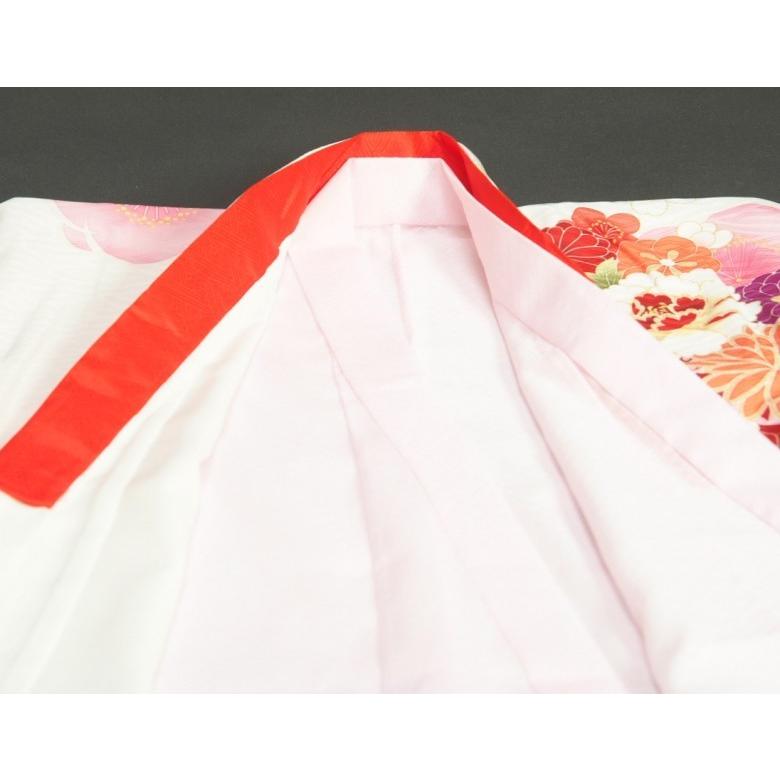 七五三 着物 7歳 女の子 四つ身着物 式部浪漫 白色地ピンク染め分け 菊 金糸刺繍 熨斗牡丹 日本製 | 京美 | 05