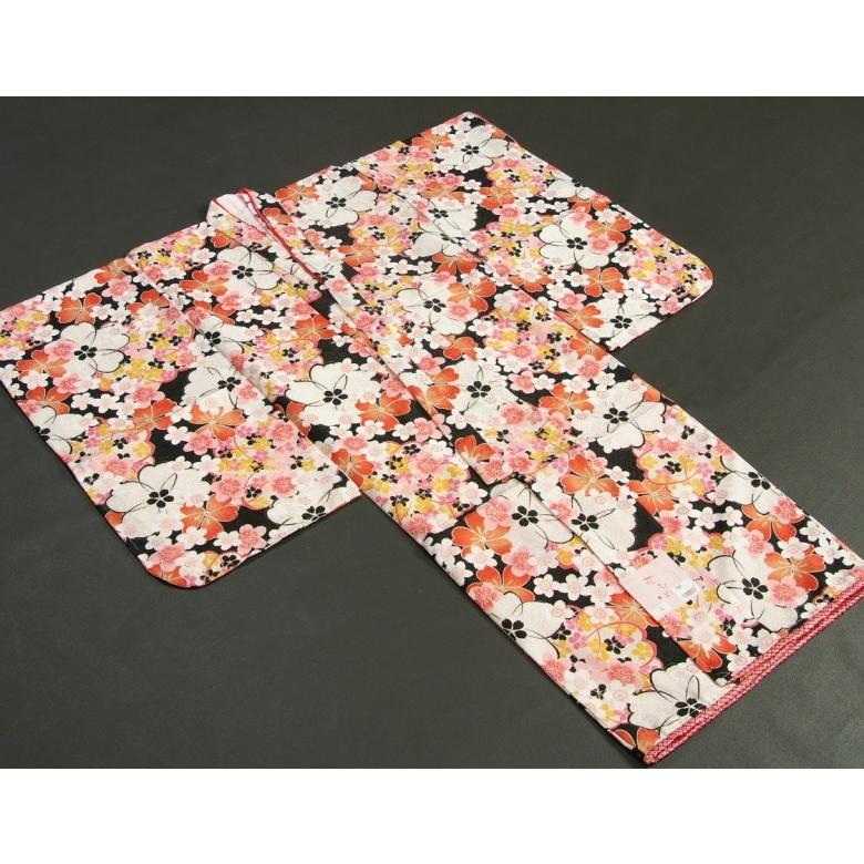 七五三 着物 7歳 女の子 リョウコキクチ RKブランド 四つ身着物 黒地色 桜輪 小桜 桜地紋　 | 京美 | 01