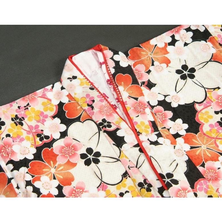 七五三 着物 7歳 女の子 リョウコキクチ RKブランド 四つ身着物 黒地色 桜輪 小桜 桜地紋　 | 京美 | 03