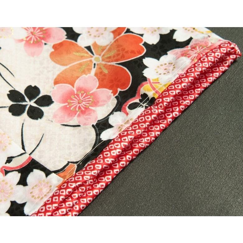 七五三 着物 7歳 女の子 リョウコキクチ RKブランド 四つ身着物 黒地色 桜輪 小桜 桜地紋　 | 京美 | 04