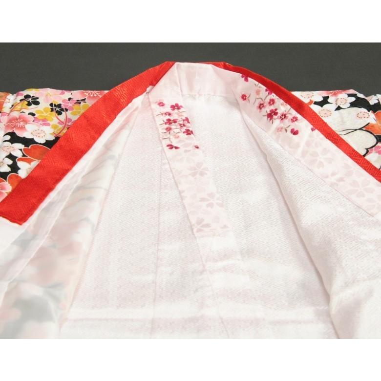 七五三 着物 7歳 女の子 リョウコキクチ RKブランド 四つ身着物 黒地色 桜輪 小桜 桜地紋　 | 京美 | 05