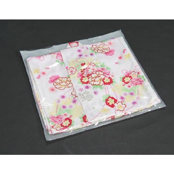 京美 七五三着物 七歳女の子四つ身着物 白色 桜 芍薬 牡丹 : お宮参り