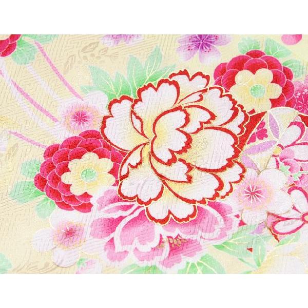 七五三着物　七歳女の子四つ身着物　黄色　桜　芍薬　牡丹　 | 京美 | 02