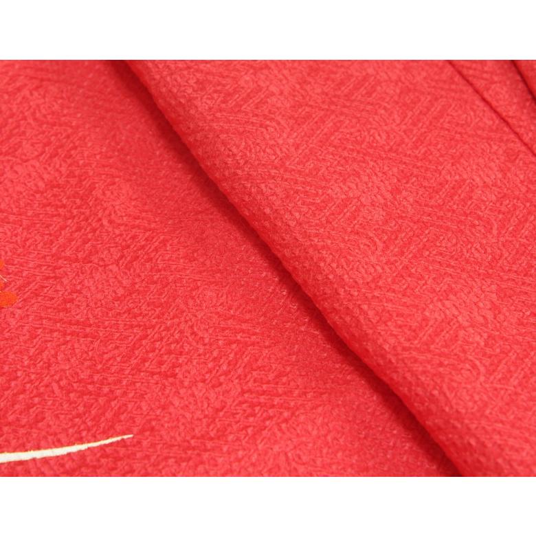 七五三 着物 7歳 正絹 女の子 四つ身着物 濃ピンク色 総本唐絞り 橘 流水文様 金彩箔 日本製 | 京美 | 02