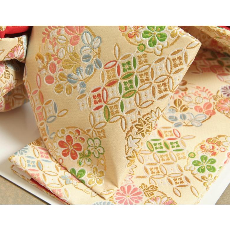 7歳向け・正絹・ちりめんのお着物セットです 楽天市場】正絹 七五三 7歳 着物セット 女の子 橘梅 オフ