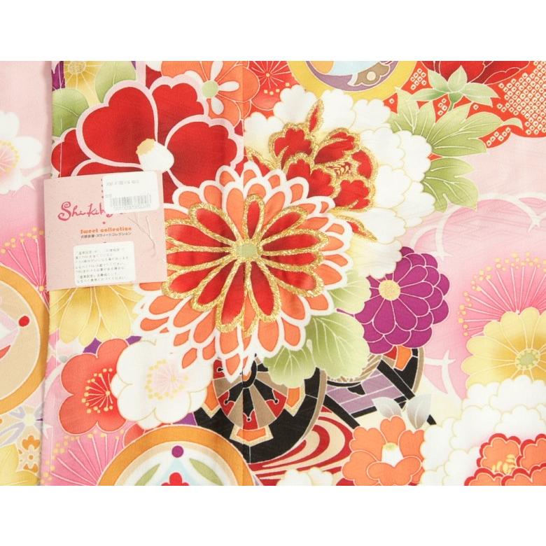 508ag91□七五三 七歳 女児 着物&丸帯 花文様 青□美品 楽天市場