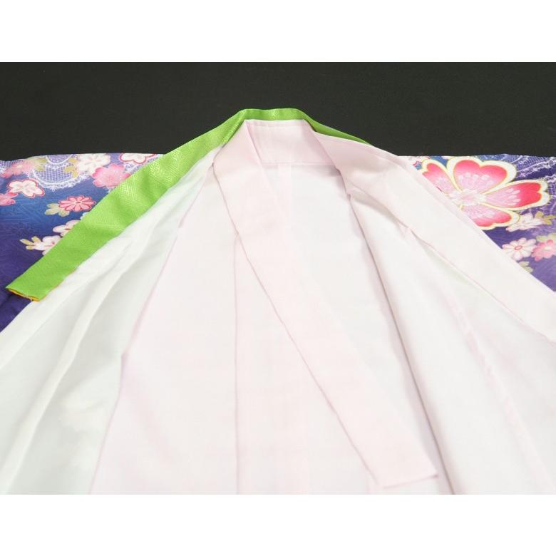 七五三 着物 7歳 女の子 着物フルセット 濃淡青紫色ぼかし流れ染め 重ね桜 金襴有職文様帯セット 足袋に腰紐など20点セット 日本製_6