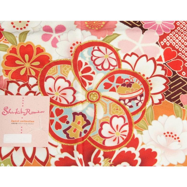 七五三 着物 7歳 着物フルセット 式部浪漫ブランド 濃緑色地着物 金欄市松柄帯セット 捻り梅 疋田友禅 足袋に腰紐など20点フルセット | 京美 | 04