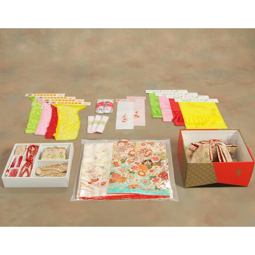 京美 七五三 正絹 絹100％ 着物 7歳 着物フルセット 白色エメラルド