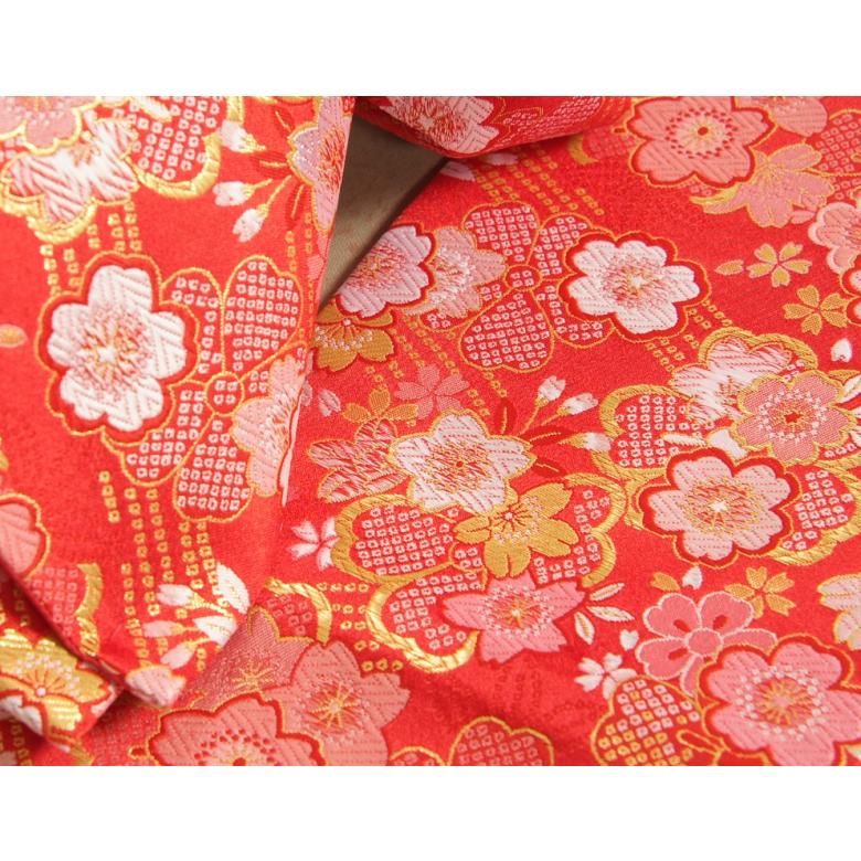 七五三 正絹 絹100％ 着物 7歳着物フルセット 白色 捻り菊 まり金駒刺繍 赤三色桜桐生織帯セット 足袋に腰紐など20点セット 日本製 | 京美 | 10