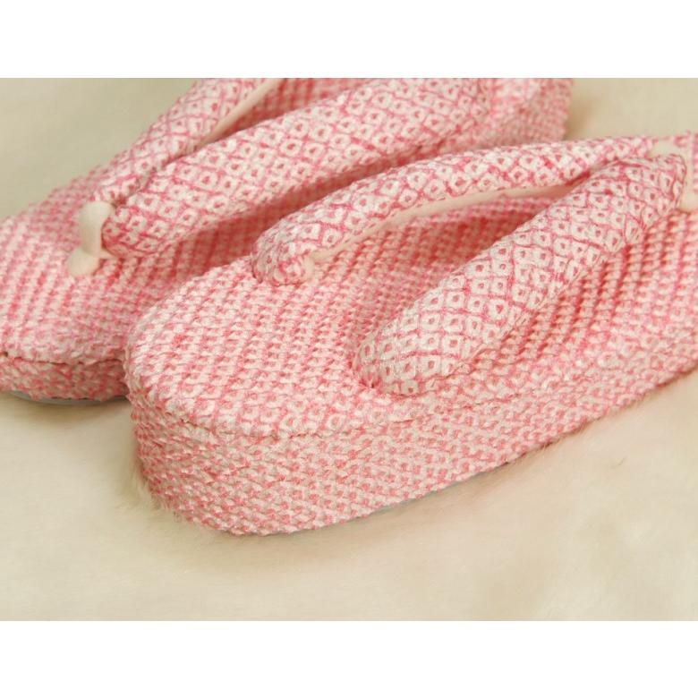 七五三 絹100％ 正絹本絞り生地 草履バッグ筥迫セット 7歳 ピンク色 まり刺繍 四ツ巻総本絞り鹿の子生地 手染め 日本製 | 京美 | 03