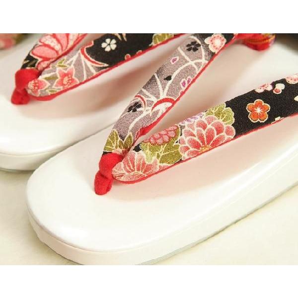 七五三 小物 着物用箱セコセット 筥迫セット ７歳用 黒 友禅柄 ちりめん生地 きんちゃくに草履の付いた６点セット 日本製 | 京美 | 02