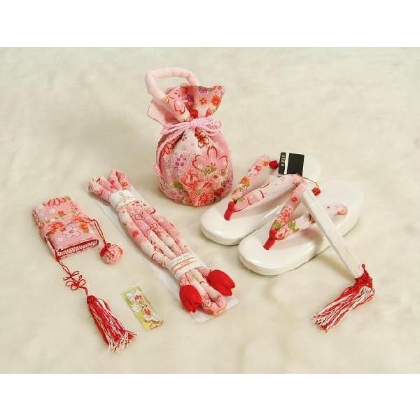 京美 七五三 小物 着物用箱セコセット 筥迫セット 7歳用 ピンク白 