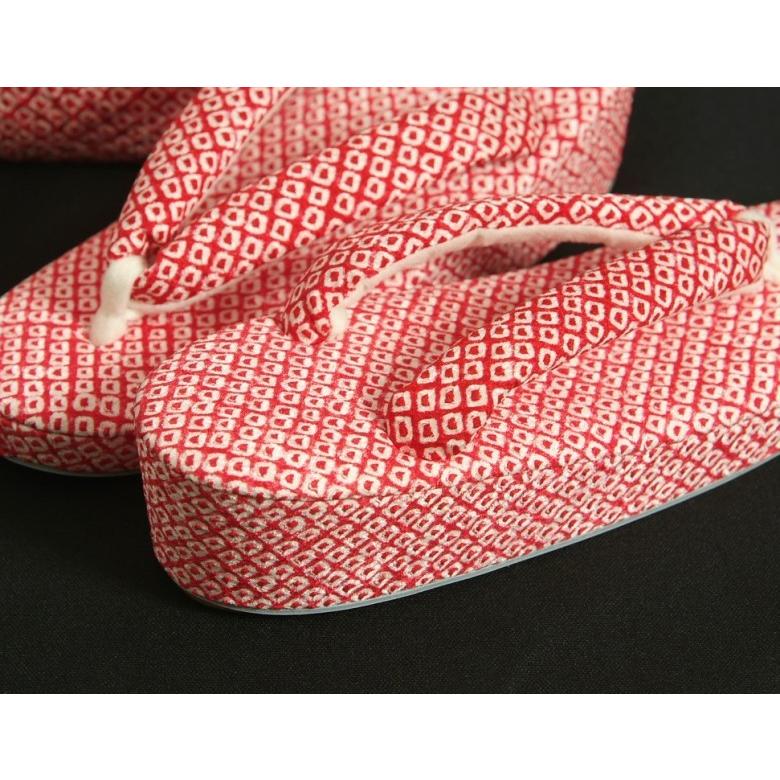 七五三 絹100％ 正絹本絞り生地 草履バッグセット 7歳 赤色 まり刺繍 四ツ巻総本絞り鹿の子生地 手染め 日本製 | 京美 | 02