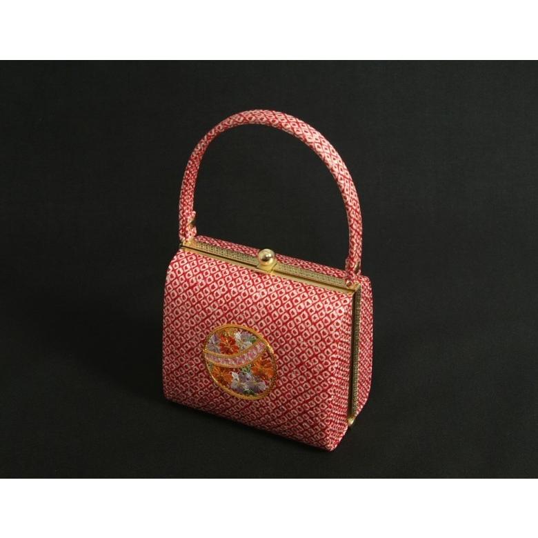 七五三 絹100％ 正絹本絞り生地 草履バッグセット 7歳 赤色 まり刺繍 四ツ巻総本絞り鹿の子生地 手染め 日本製 | 京美 | 03