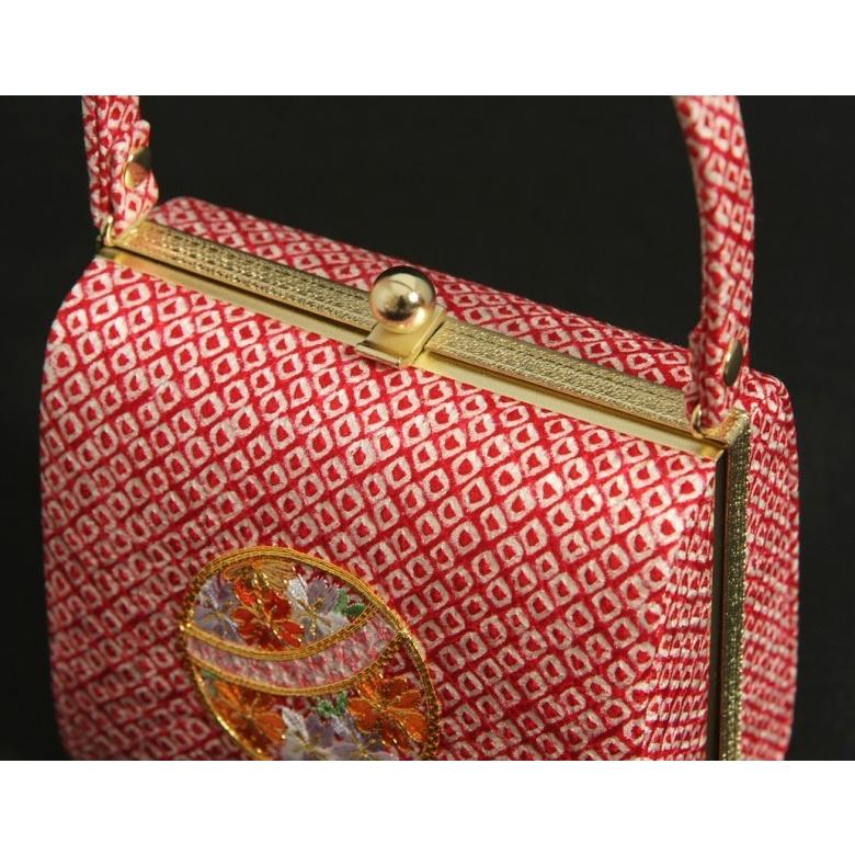 七五三 絹100％ 正絹本絞り生地 草履バッグセット 7歳 赤色 まり刺繍 四ツ巻総本絞り鹿の子生地 手染め 日本製 | 京美 | 04