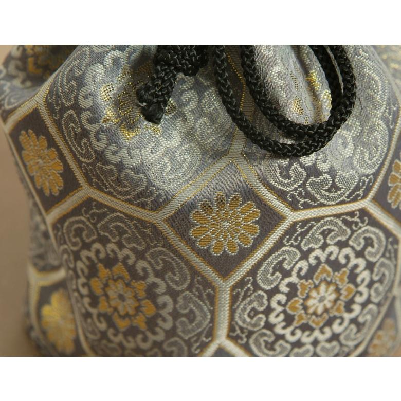 七五三 男の子 きんちゃく グレー地金華紋柄 織生地 ポリエステル生地  5歳、3歳 日本製 | 京美 | 02