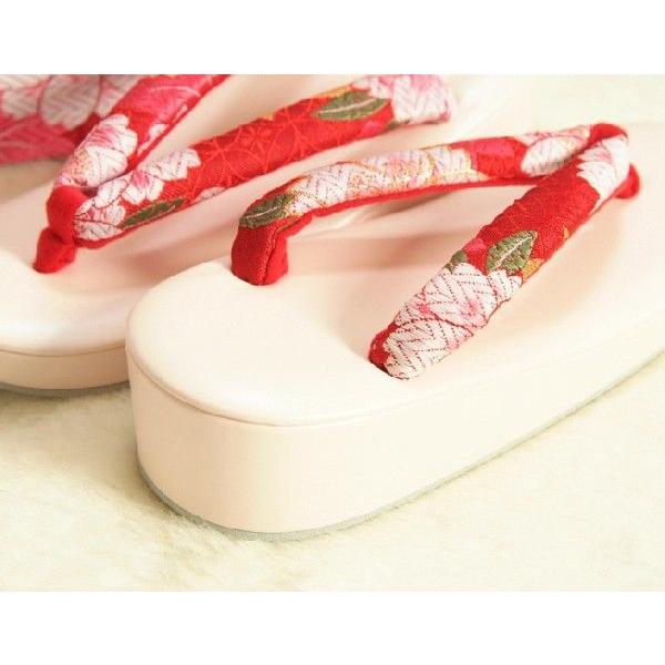 七五三 小物 着物用草履バッグ箱セコセット 筥迫セット ７歳用 赤色 八重桜柄 七宝地紋生地 バッグに草履の付いた６点セット 日本製 | 京美 | 03