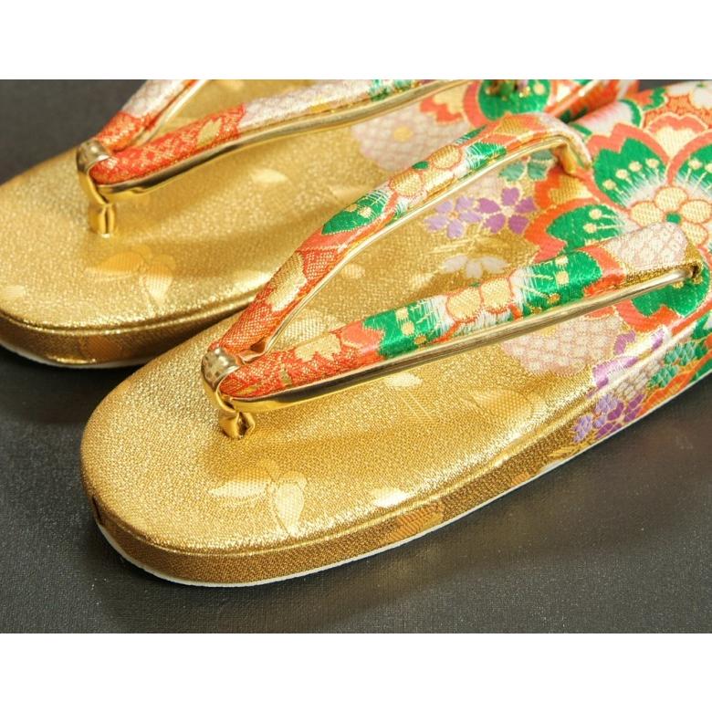 七五三 小物 着物用箱セコセット 筥迫セット ７歳用 金欄朱赤染め分け 織生地 バッグに草履の付いた６点セット 日本製 | 京美 | 02