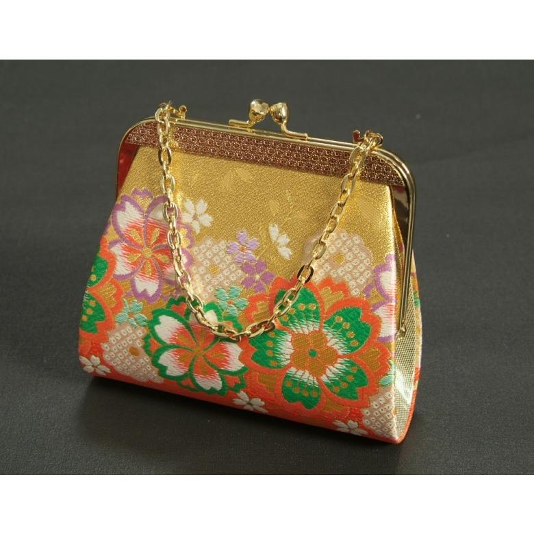 七五三 小物 着物用箱セコセット 筥迫セット ７歳用 金欄朱赤染め分け 織生地 バッグに草履の付いた６点セット 日本製 | 京美 | 04