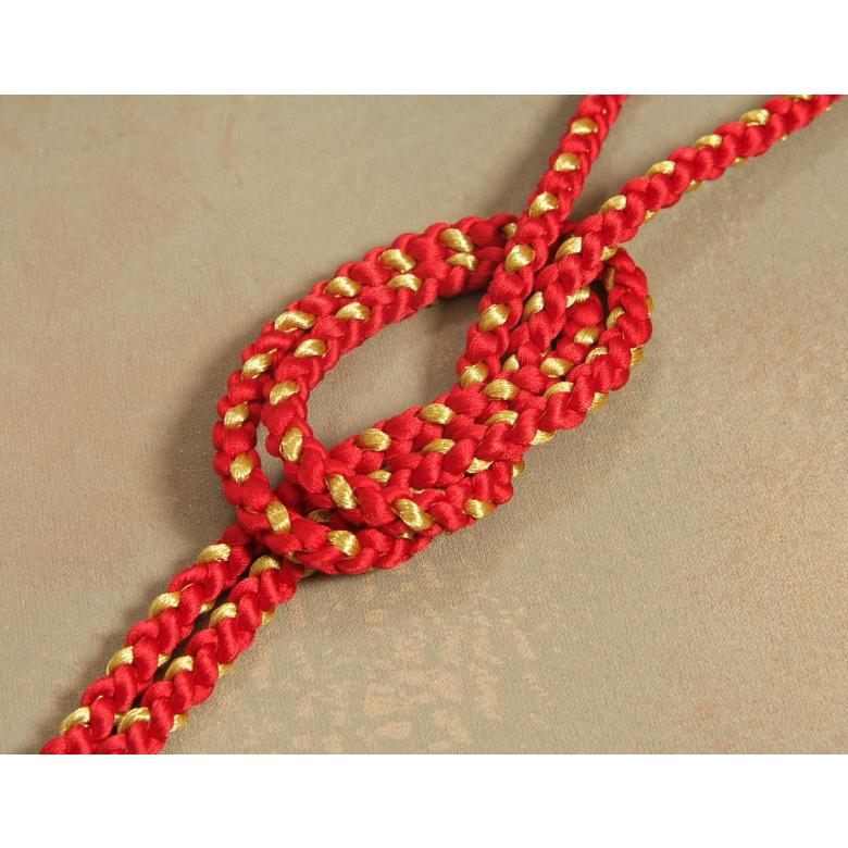 七五三 着物用 帯締め 丸組紐  房付き  7歳3歳兼用 赤色×金色 レーヨン糸 | 京美 | 02