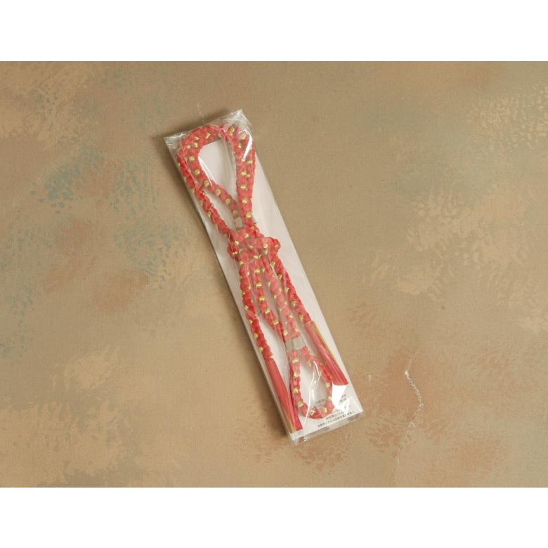 七五三 着物用 帯締め 丸組紐  房付き  7歳3歳兼用 赤色×金色 レーヨン糸 | 京美 | 05