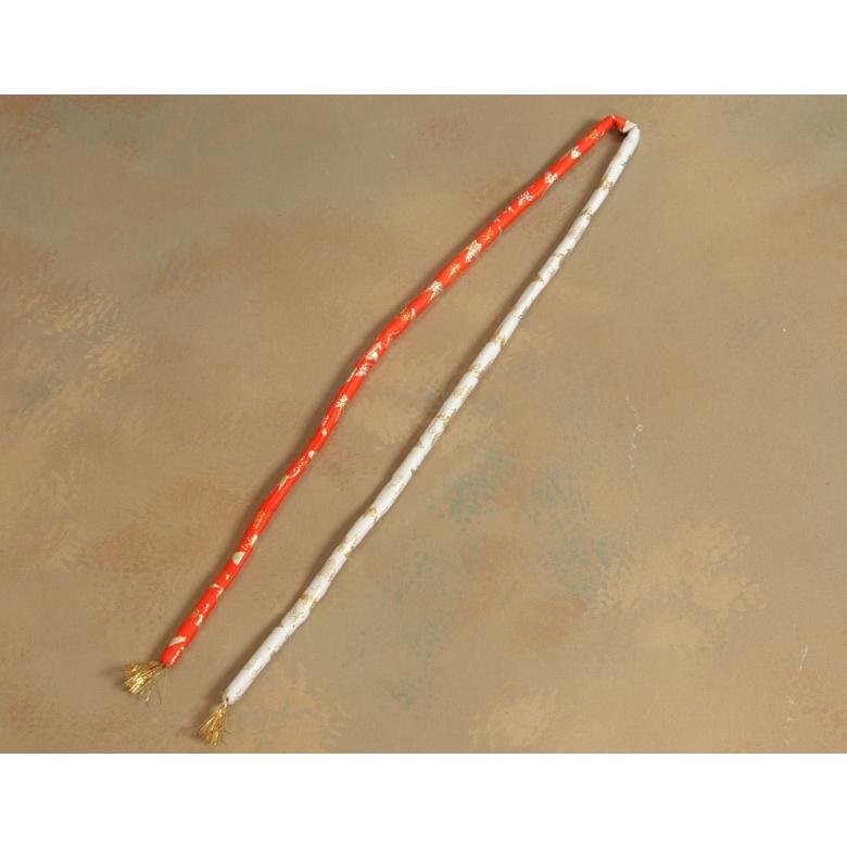 京美 七五三 着物用 帯締め まるぐけ 7歳3歳兼用 赤色×白色 レーヨン糸