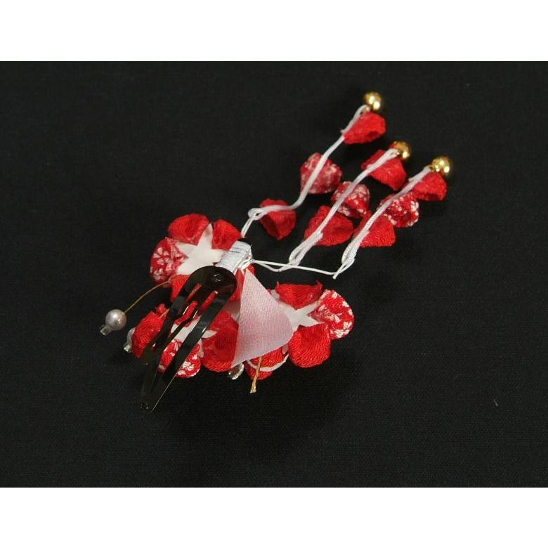 髪飾り 七五三着物 成人式振袖 卒業袴 に最適な和タイプ 赤 蝶 梅桜垂れ飾り付き 金銀桜 クリップピンタイプ 日本製 | 京美 | 03