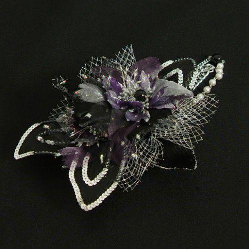 髪飾り　成人式　振袖　七五三着物　卒業袴　ドレスにも使えます　パープルブラック　コームタイプ　日本製