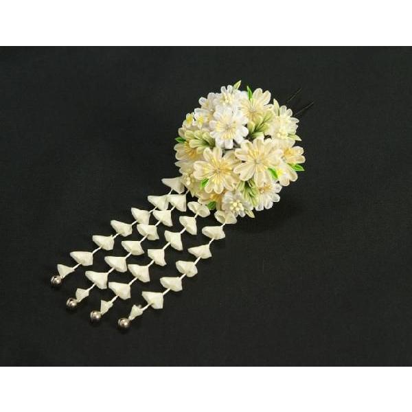 髪飾り　成人式　振袖　卒業袴　七五三　桜　白　つまみかんざしピンタイプ　日本製 |  | 01