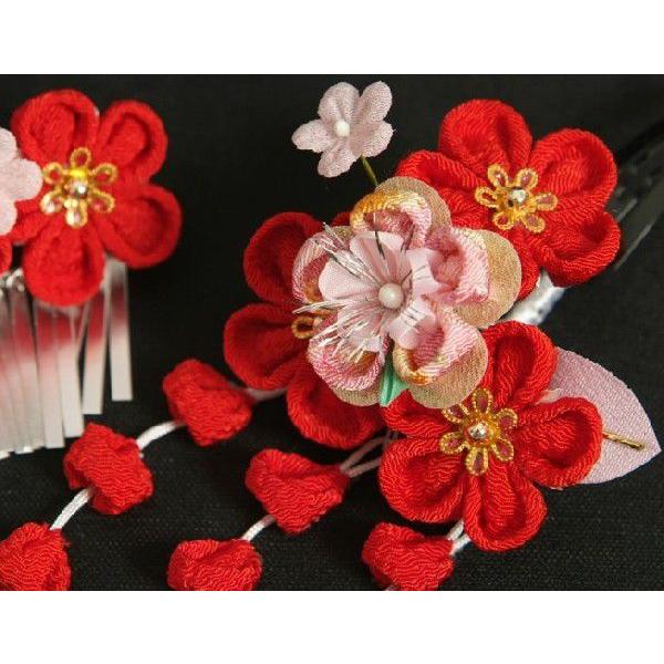 髪飾り 七五三着物 成人式振袖 卒業袴 に最適な和タイプ 2点セット 梅華 金花弁 垂れ飾り付き クリップピンタイプ 日本製 | 京美 | 02