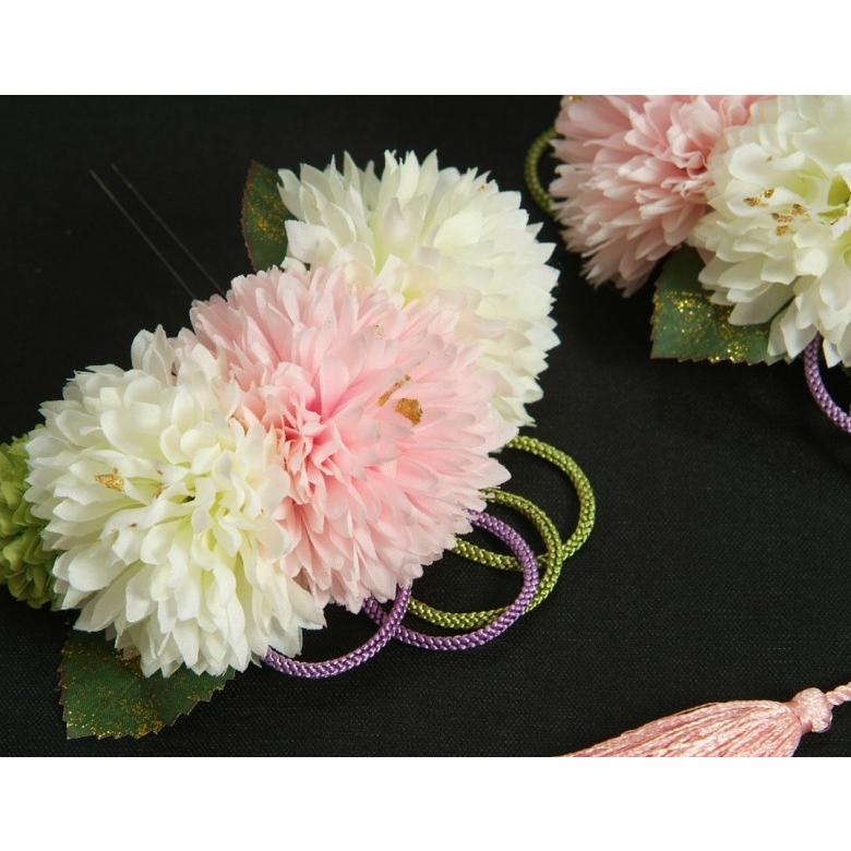 髪飾り　成人式　振袖　七五三着物　卒業袴　ドレスにも使えます　白　ピンク　3点セット　コーム・ピンタイプ　日本製 |  | 02