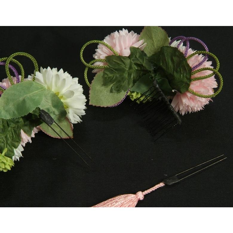 髪飾り　成人式　振袖　七五三着物　卒業袴　ドレスにも使えます　白　ピンク　3点セット　コーム・ピンタイプ　日本製 |  | 03