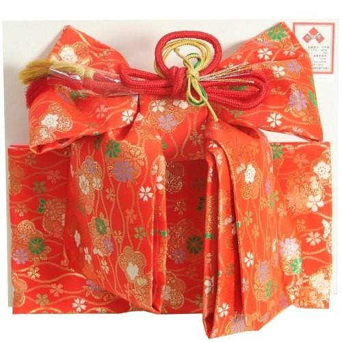 京美 七五三 着物用 祝い帯 作り帯 7歳用 赤地色 桜 立涌柄 飾り紐付き