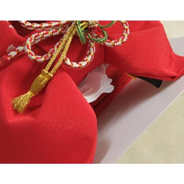 京美 七五三着物用祝い帯 7歳用 赤無地 まり刺繍柄 ちりめん生地 重ね 