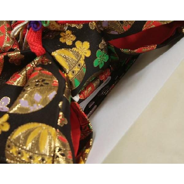 七五三着物用祝い帯 7歳用 黒地 まり柄 桜 飾り紐付き 大サイズ 日本製 | 京美 | 04