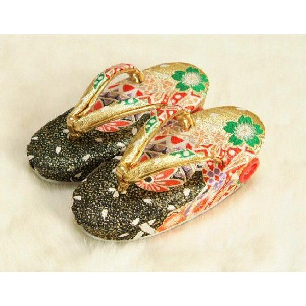 七五三 草履単品 2〜3歳用 金×黒切り替え色 まり文様 かかと鈴使い 小サイズ 日本製 | 京美 | 01