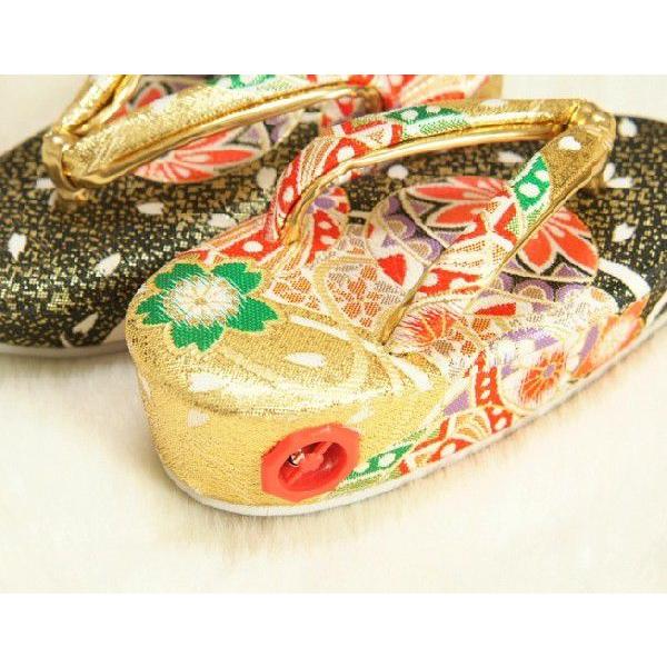 七五三 草履単品 2〜3歳用 金×黒切り替え色 まり文様 かかと鈴使い 小サイズ 日本製 | 京美 | 03