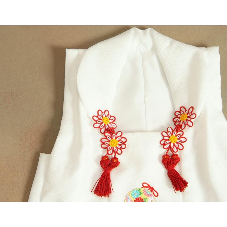 七五三 3歳から5歳用 正絹被布草履きんちゃくセット 草履ピンク 被布白地 足袋付きセット 日本製 | 京美 | 03