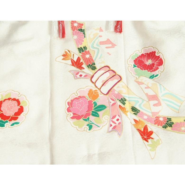 正絹 被布 着物 3歳 白色 お印合せ柄 手描き 丹後産綸子生地 七五三 ひな祭り お正月 日本製 | 京美 | 02