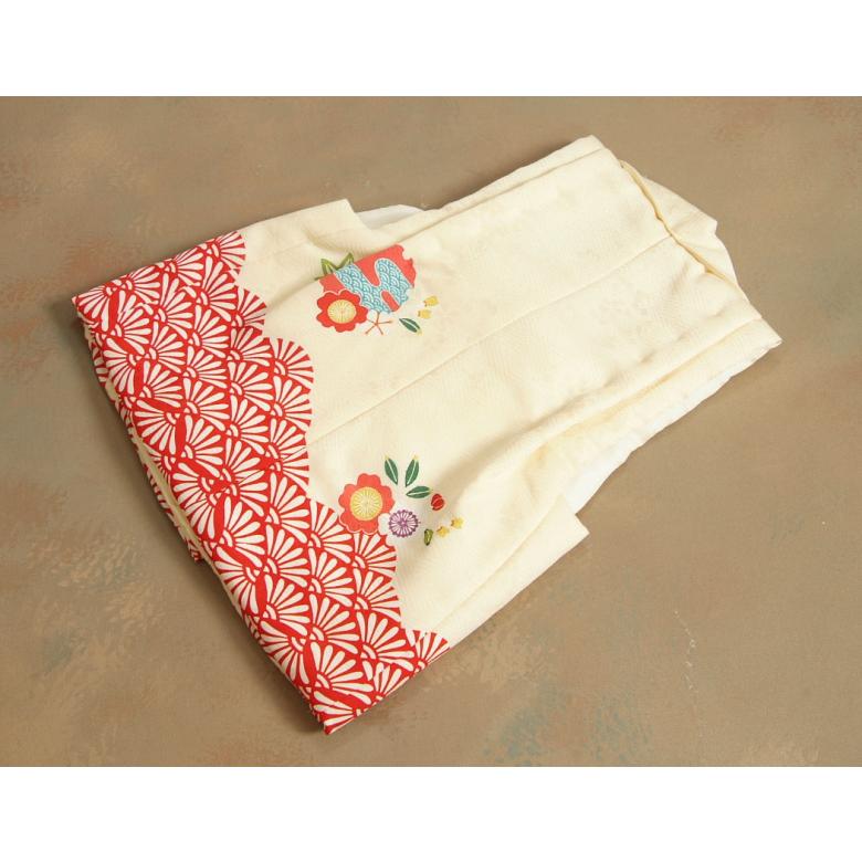 七五三 被布 3歳 絹100％ 正絹 女の子 栗山工房 クリーム 和染紅型 菊青海波 丹後産紋意匠綸子生地 型付手彩色染め技法 日本製 | 京美 | 06
