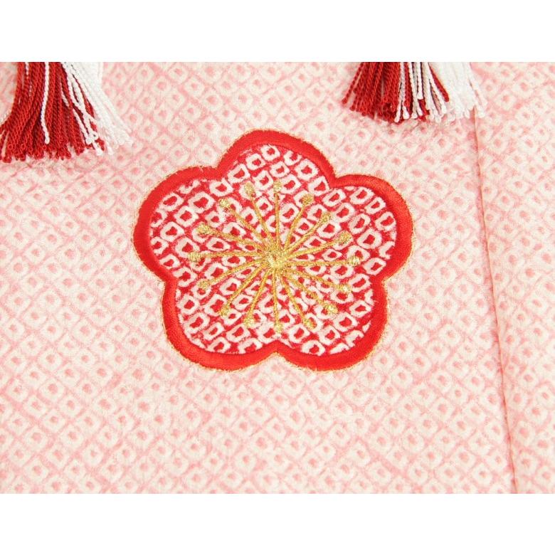 七五三 正絹 被布 着物 3歳 女の子 ピンク 総鹿の子本手絞り 梅華刺繍使い ひな祭り お正月 日本製 | 京美 | 03