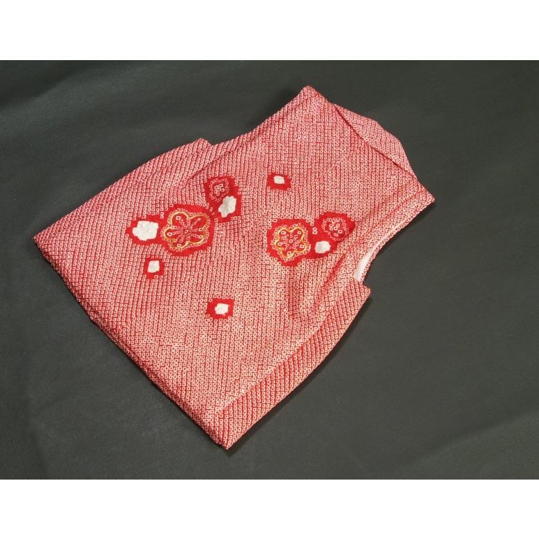 七五三 正絹 被布 着物 3歳 赤色 総本手絞り 梅華 金駒刺繍使い ひな祭り お正月 日本製 | 京美 | 04