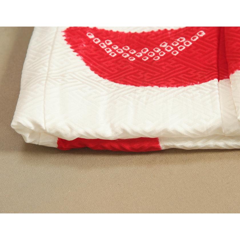 七五三 正絹 被布 着物 3歳 白 赤染め 手染め 手描き 本絞り 金駒刺繍 ひな祭り お正月 サヤ地紋生地 日本製 | 京美 | 04