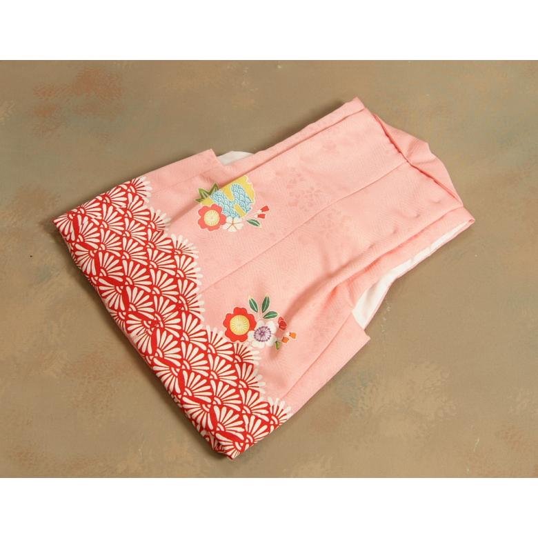 七五三 被布 3歳 絹100％ 正絹 女の子 栗山工房 ピンク 和染紅型 菊青海波 丹後産紋意匠綸子生地 型付手彩色染め技法 日本製 | 京美 | 05