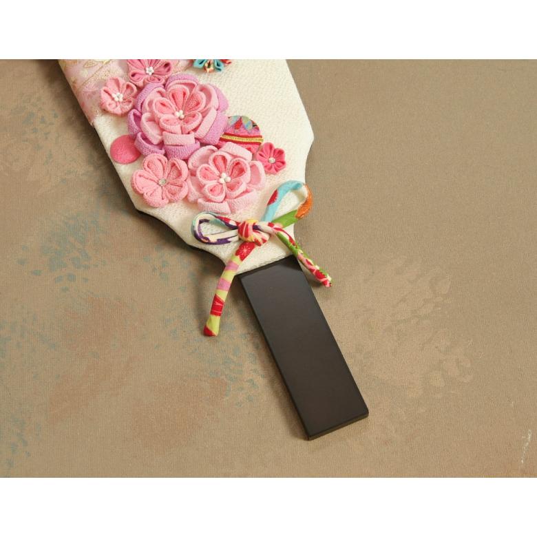 つまみ細工羽子板飾り 初節句 髪飾り2点付き お正月飾り 木製