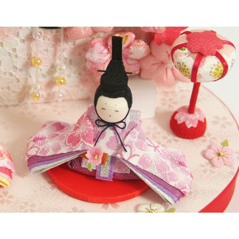 雛飾り ちりめん スワロフスキー飾り付き 桃の節句 ひな人形 桜華舞台
