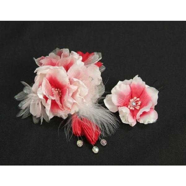 髪飾り　成人式　振袖　卒業袴　七五三　ピンク　白　コーム・ピンタイプ　2点セット　日本製 |  | 01