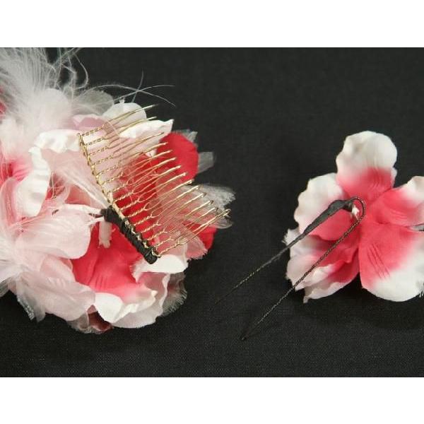 髪飾り　成人式　振袖　卒業袴　七五三　ピンク　白　コーム・ピンタイプ　2点セット　日本製 |  | 03
