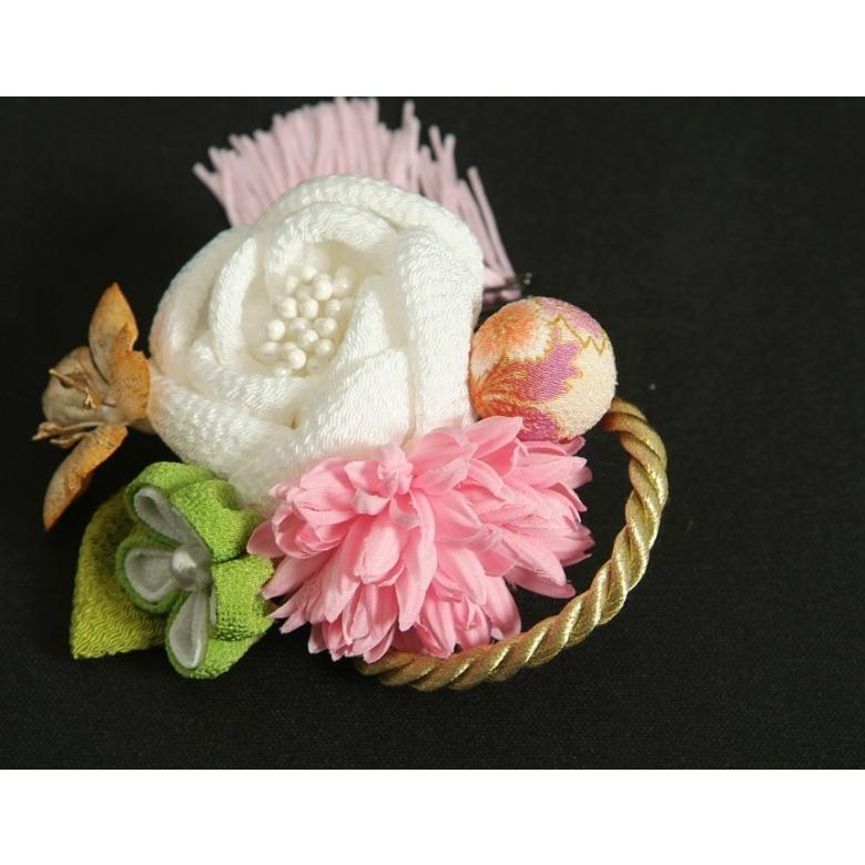 髪飾り　成人式　振袖　七五三着物　卒業袴　ピンク、白　薔薇　小鞠　コーム・ピンタイプ　2点セット　手染め　日本製 |  | 02